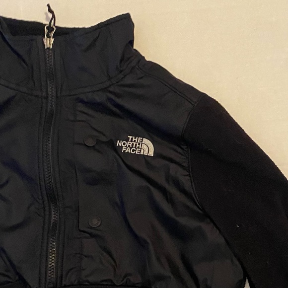 Womens The North Face Fleece 3/4 Zip Jacket Coat in Black with Nylon / Medium - Picture 4 of 8